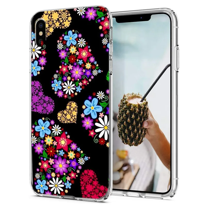 Силиконовый чехол для iPhone 7 7Plus 6 6S 6Plus XR XS Max мягкий из ТПУ с цветком и листьями
