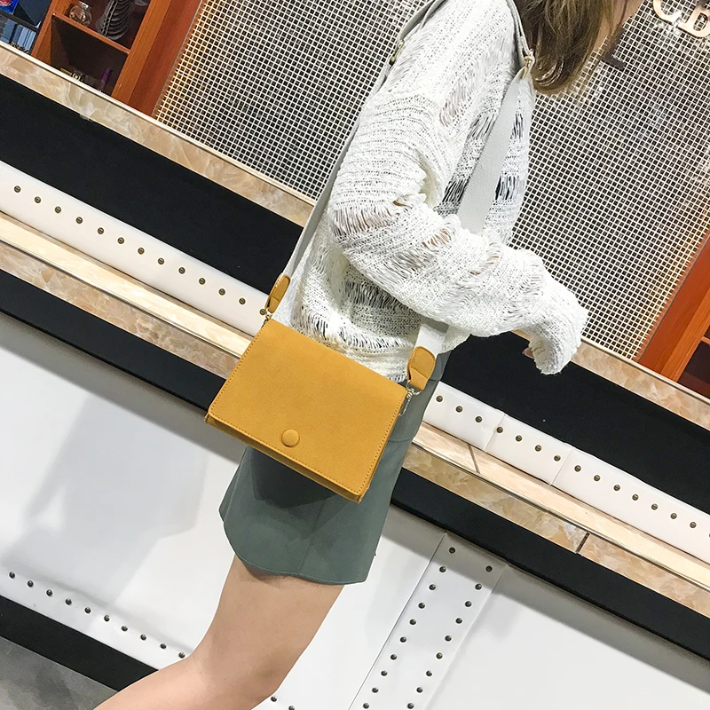 2018 новая кнопка украшения сумка Для женщин мода скраб маленькая через плечо