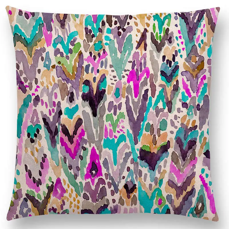 Чехол для диванной подушки карамельного цвета с рисунком шеврон волн кораллов