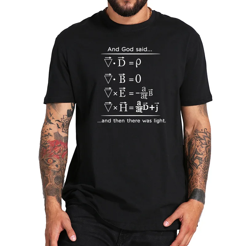 Футболка с изображением бога говорит Максвелла, уравнения, а затем был легкий ботаник, дизайн, 100% хлопок, футболка с изображением гика, разме...