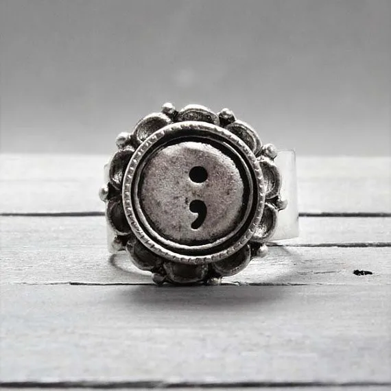 Semicolon Rings Alloy My story isn't over yet Jewelry handstamped rings Suicide Awareness YLQ0302 | Украшения и аксессуары