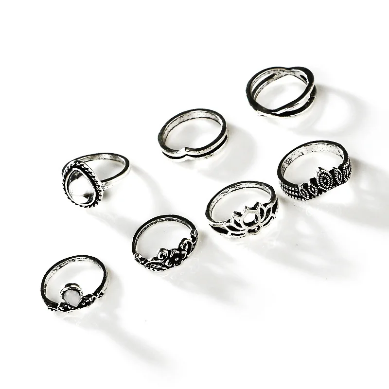 Новинка 2017 года комплекты колец на фалангу резьба кольца для Для женщин цветок