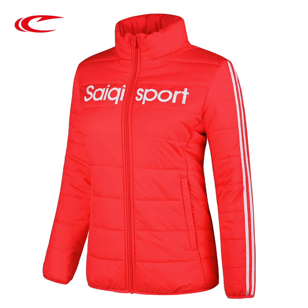 SAIQI New Women Sport Trainning Autumn Winter Thin Warm Coat Female Hiking Outwear Stand Collar Cotton Padded 266788 | Спорт и