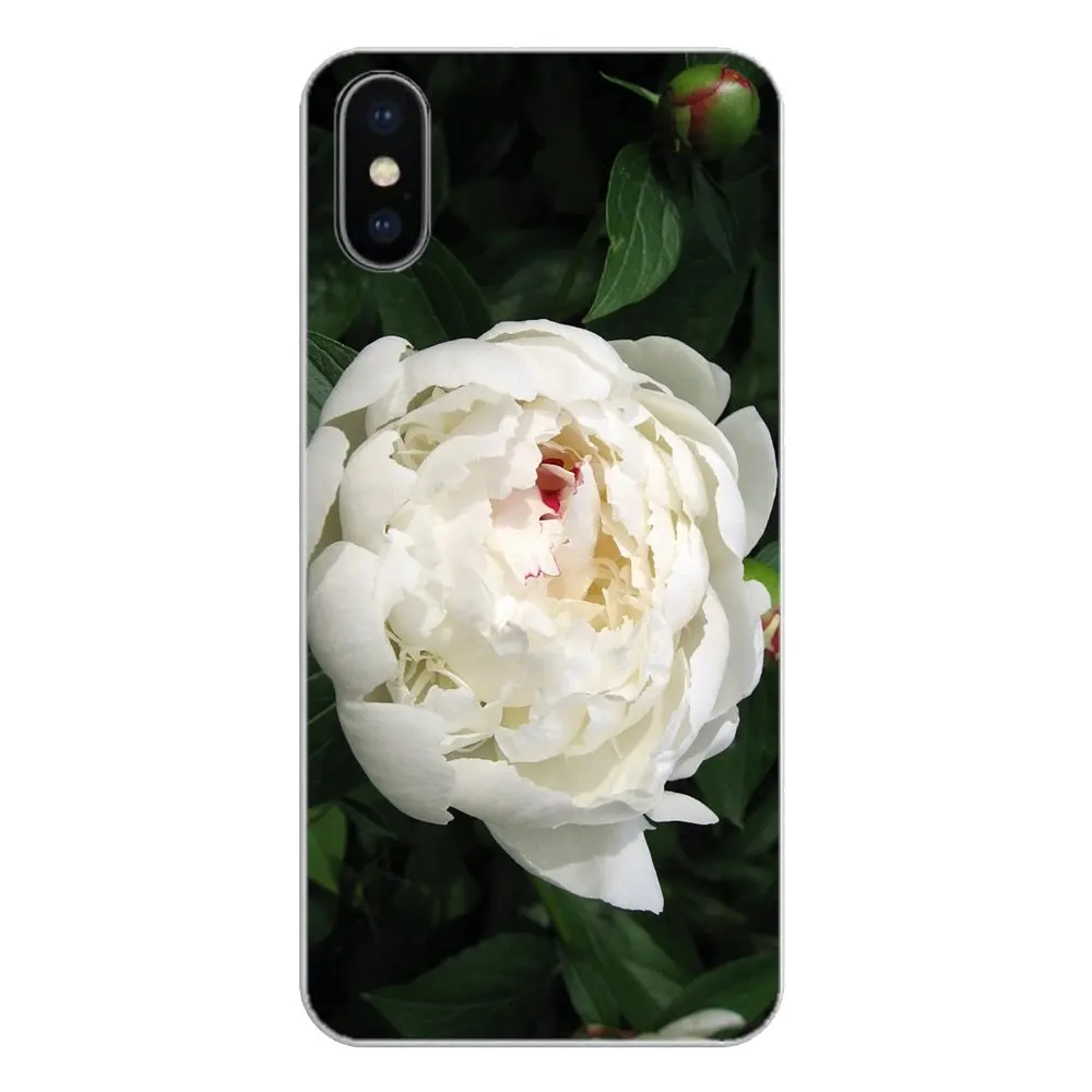 Transparent Soft Shell Covers Sweet peony White flowers For Samsung Galaxy Note 8 9 S9 S10 A8 A9 Star Lite Plus A6S A9S |