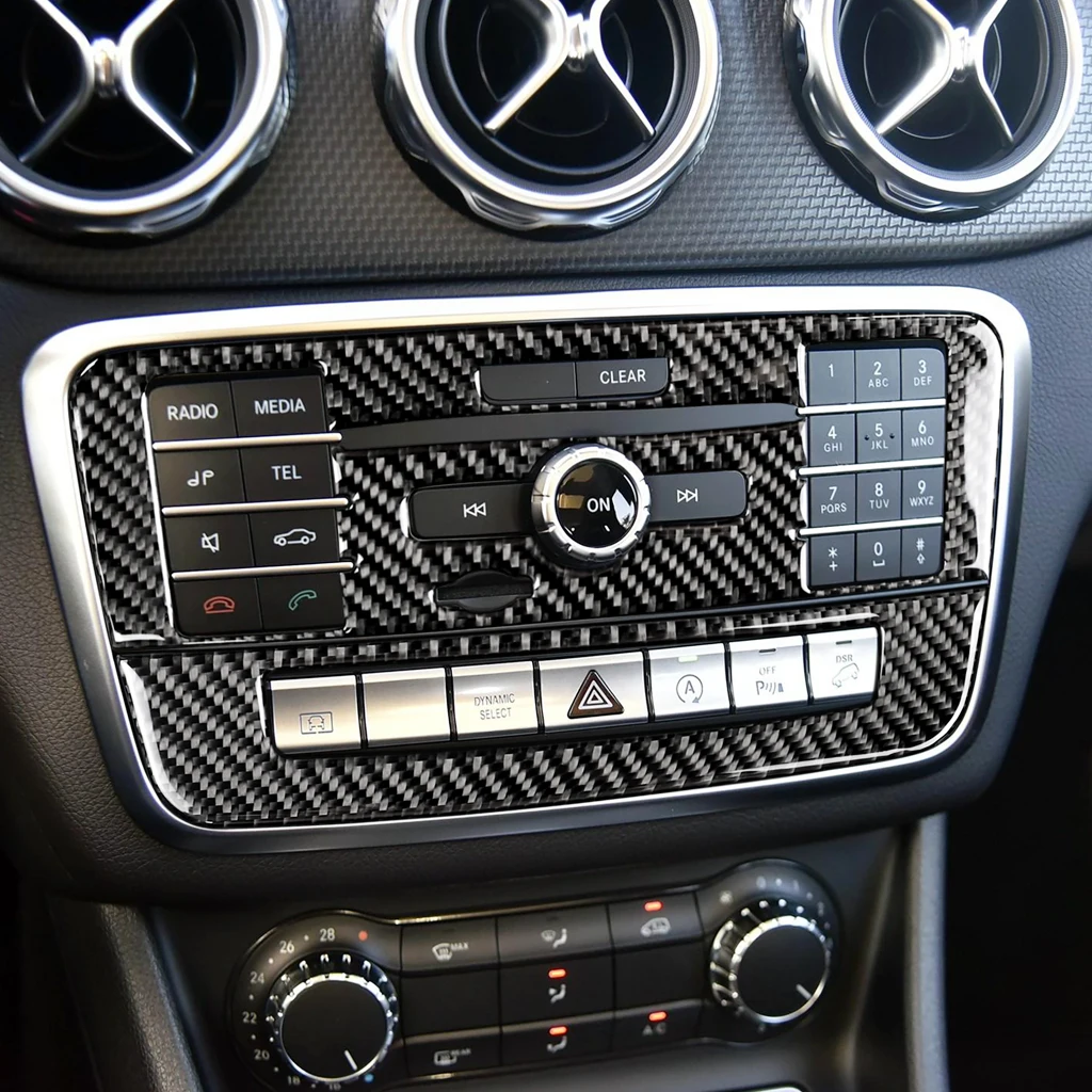 

3D Carbon Fiber Control CD Panel Decorative Cover Trim Sticker Interior For Mercedes Benz GLA 13-18 CLA 13-17 Left Hand Drive