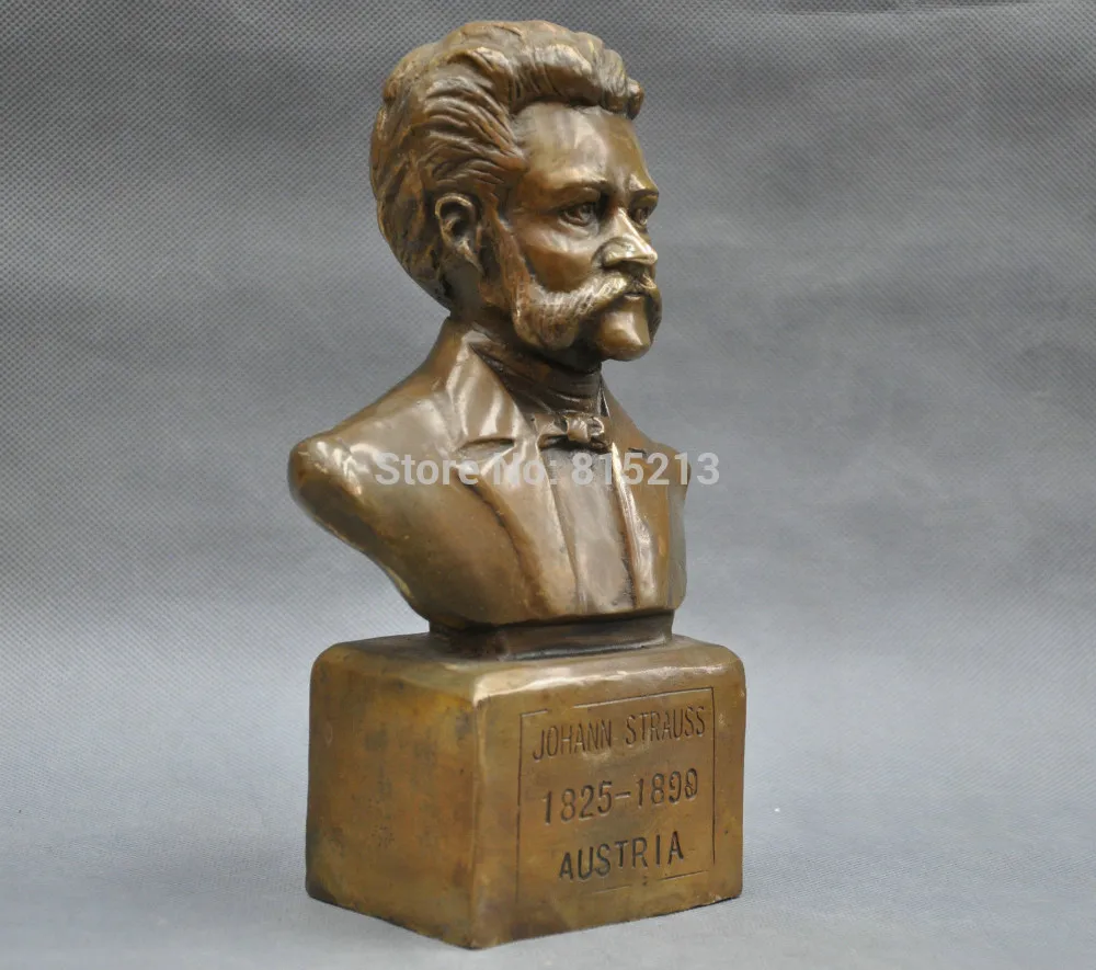 WBY bi0011715 8 "Австрия Великого Музыканта Иоганна Штрауса Бюст Бронзовая Статуя |