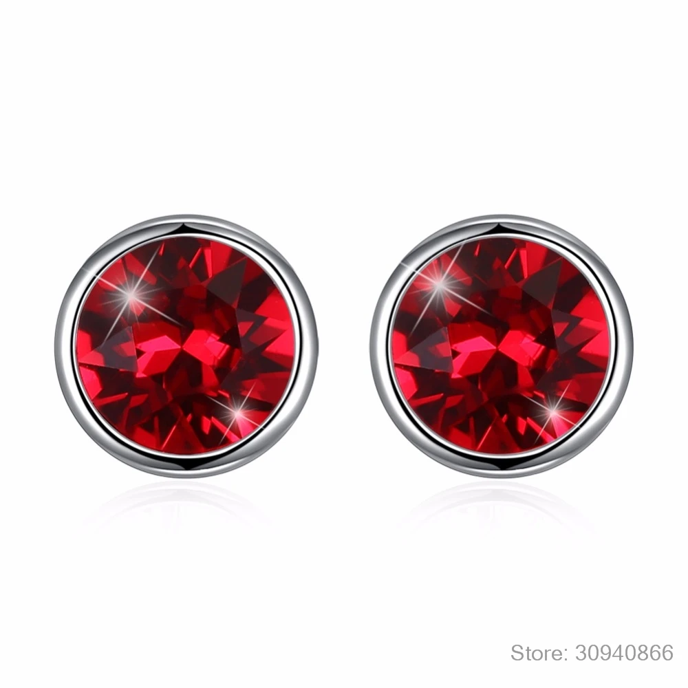 Простые круглые серьги-гвоздики LEKANI с кристаллами SWAROVSKI из серебра S925 пробы для женщин, девушек и мужчин, классические модные аксессуары для пирсинга