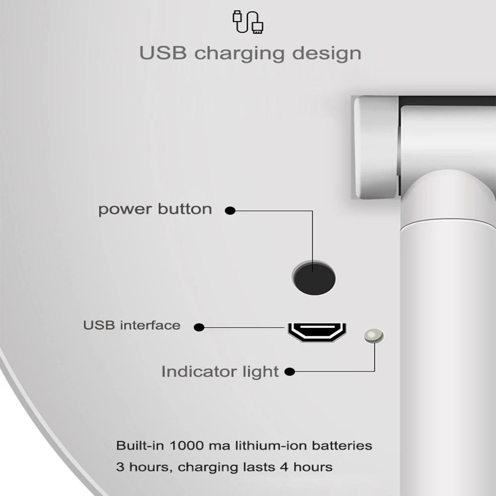 Зеркало для макияжа с USB-зарядкой и светодиодсветодиодный подсветкой | Красота