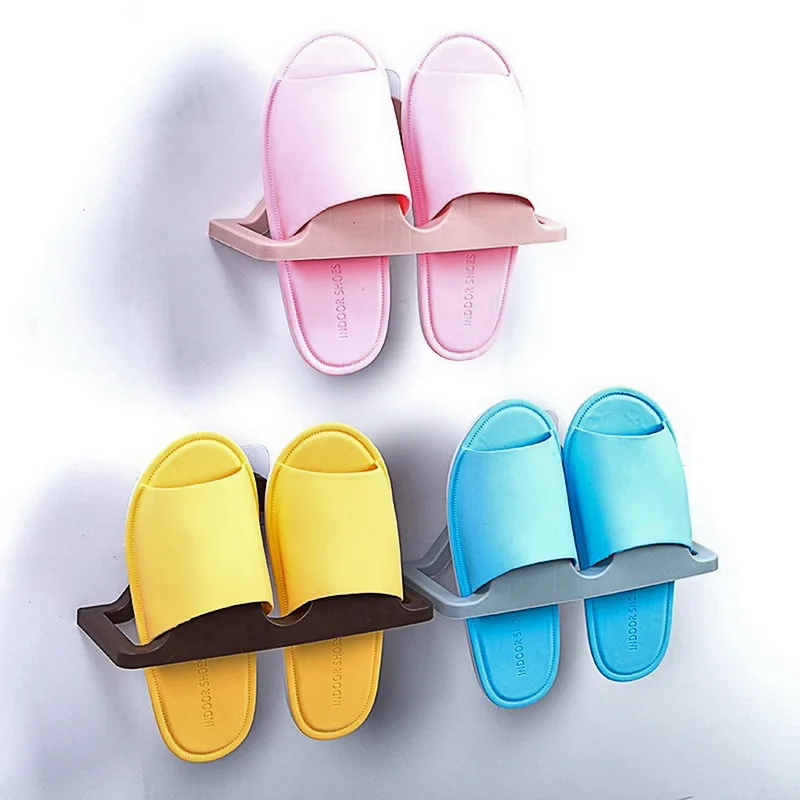 Simple Home Wall-Mounted Sticky Door Storage Hanging Shoe Rack Shelf Slipper Organiser Stand Closet Cabinet Holder Shoes | Дом и сад