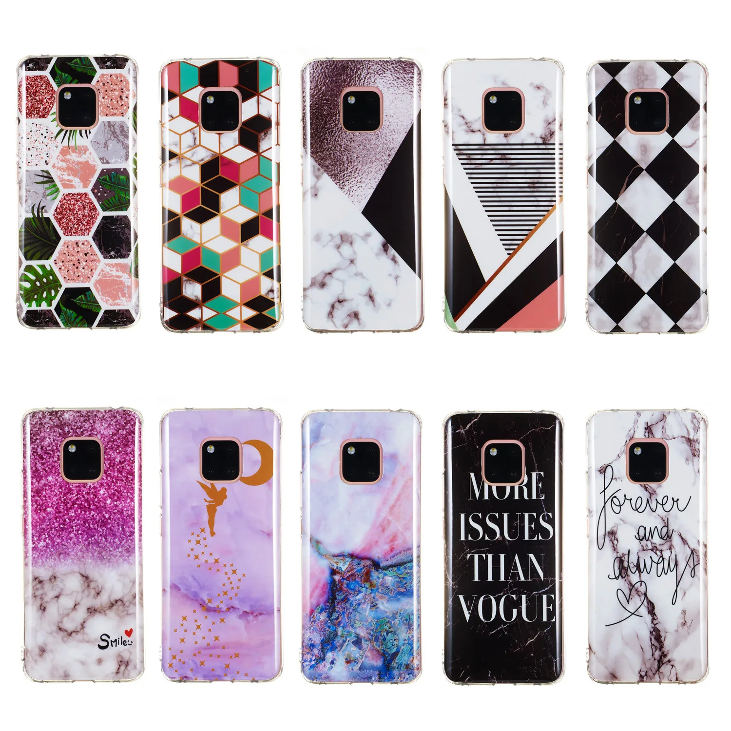 Luxury Case For Huawei Mate 20 Pro Soft TPU Silicone Marble Stone Pattern Slim Phone Cover Funda Bag |