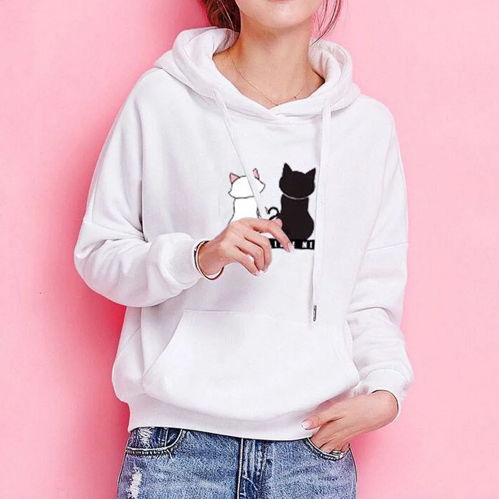 Женский свитер с капюшоном sudaderas mujer белый красный свитшот длинными рукавами и