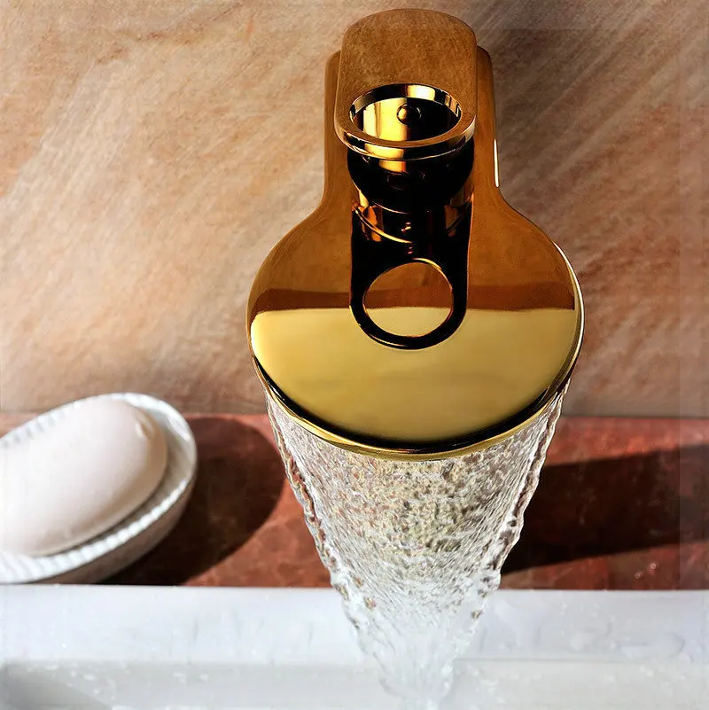 Classic design waterfall basin faucet bathroom water tap golden mixer sink SD-L-002C wall mount senso | Обустройство дома