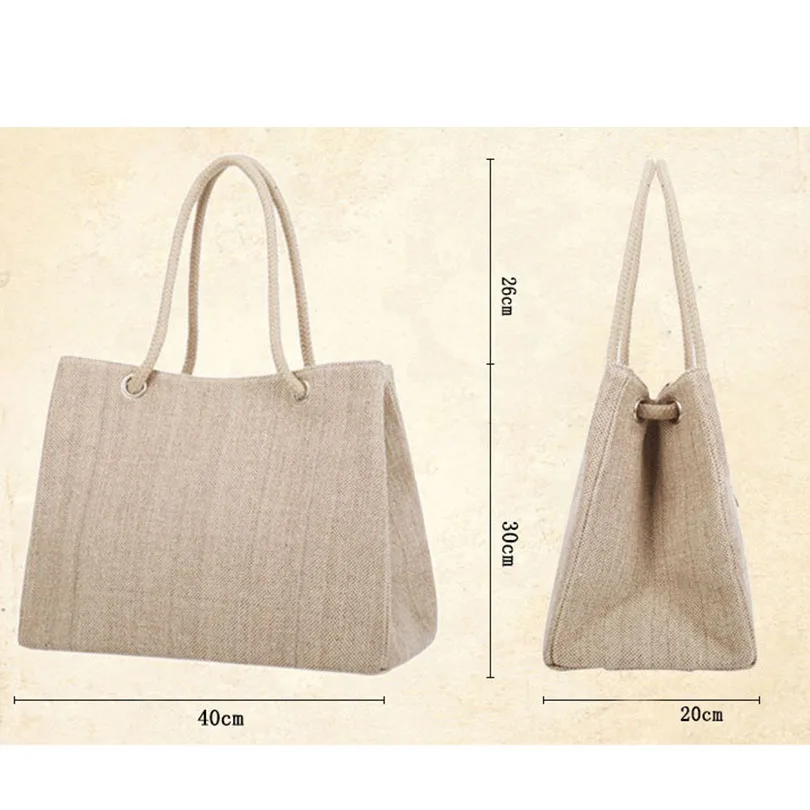 

2018 Fashion Women Linen Woven Handbag Large Shopping Tote bag Holiday Big Beach Shoulder Bag WX03