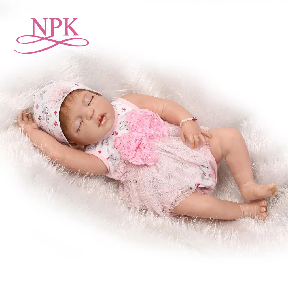 NPK 22-дюймовый силиконовый виниловый реальный мягкий на ощупь reborn baby 55 см