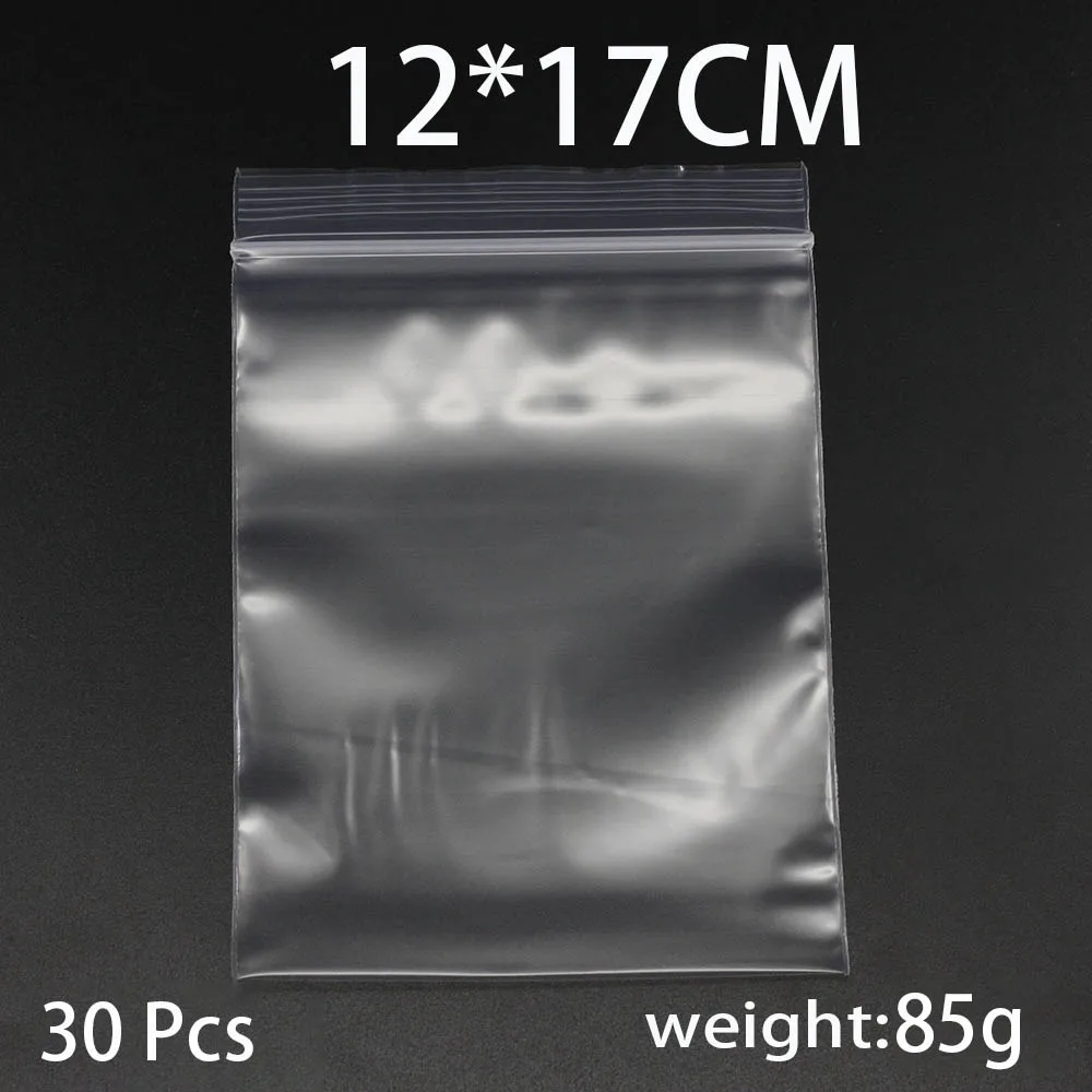 12x17cm-30pcs 100 шт./упак. 4*6/5*7/6*8/7*10 см), плотная Ювелирная упаковка Ziplock Почтовый Сжатые Блокировка закрывающимися Пластик поли прозрачные Кондитерские мешки расходные материалы - Цвет: 12x17cm-30pcs