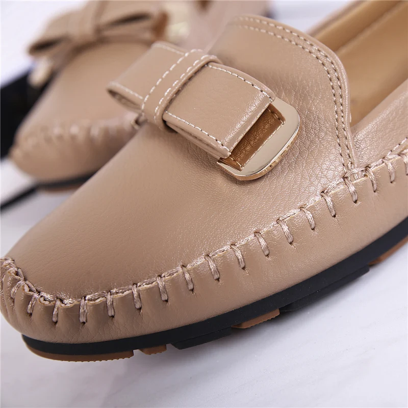 2019 Женские Кожаные Классические балетки на плоской подошве мягкие лоферы