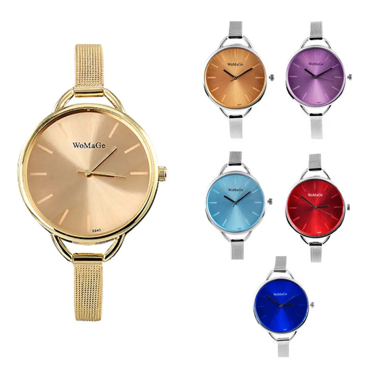 

Fashion Womage Wholesale Ladies Casual Watch 10 Color Dial Quartz Mesh Stainless Steel Braided Strap Women Dress Wristwatches