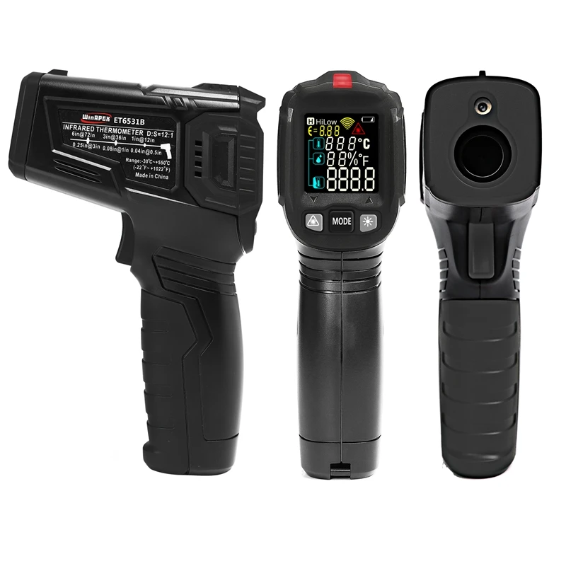 Infrared Thermometer -50-600 Degrees Non-contact IR Digital Hygrometer Laser Pyrometer LCD Colorful Screen Temperature Meter | Инструменты