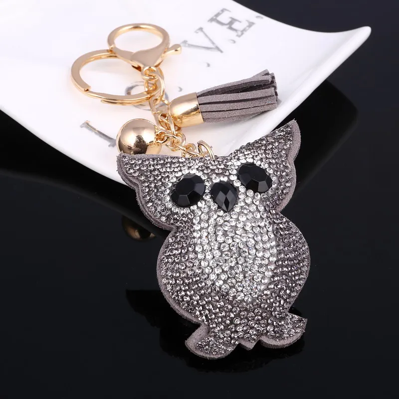 Золотистый брелок со стразами женский для ключей в виде совы брелки ручной