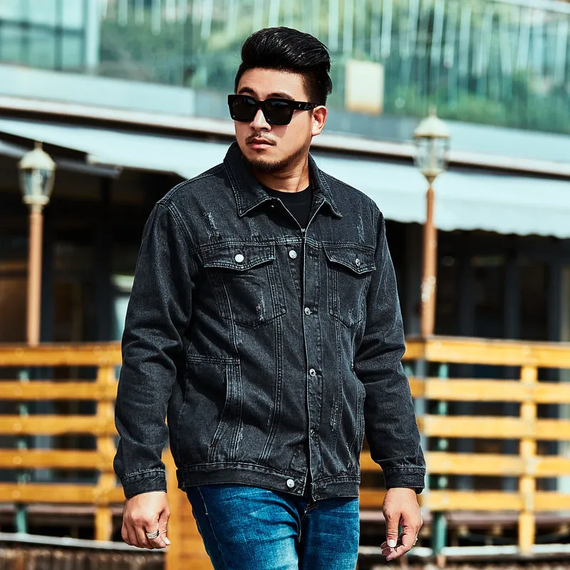 Мужская джинсовая куртка GXXH модная ковбойская из джинсовой ткани макс. объем