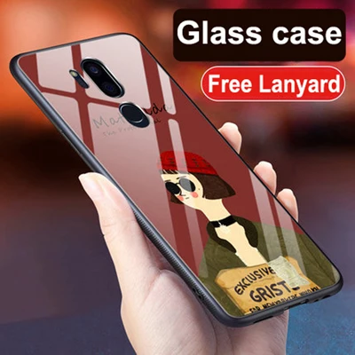 Для LG G7 чехол G7ThinQ животный узор закаленное стекло задняя крышка чехол LGG7 G7 ThinQ G710 ударопрочный стеклянный чехол для LG G7 тонкий Q