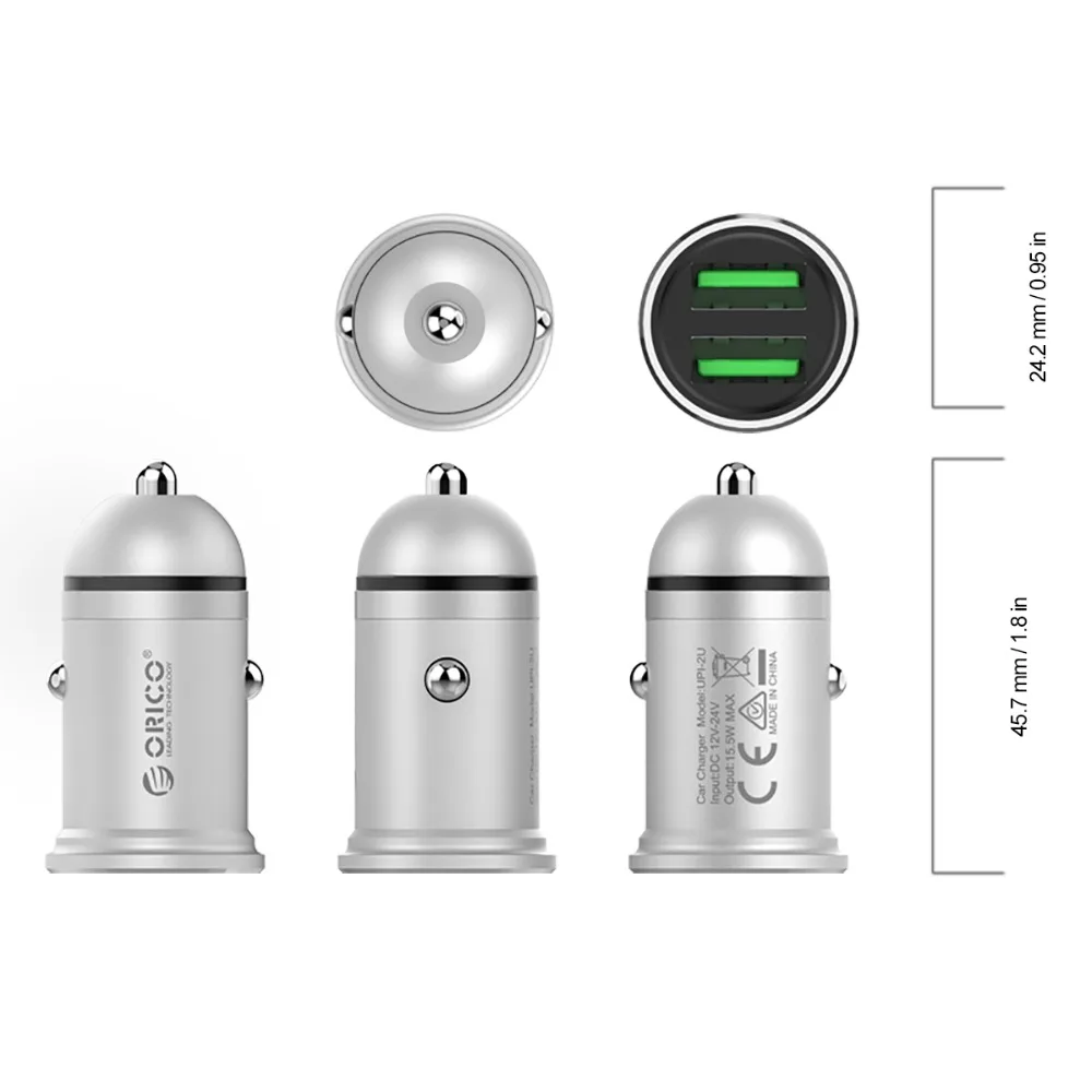 ORICO Mini 2 USB выход Автомобильное зарядное устройство 2.4A 15 5 Вт макс Быстрая зарядка
