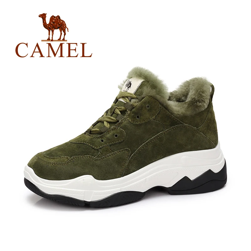 CAMEL/зимняя женская обувь утепленные кеды на высокой платформе Женская