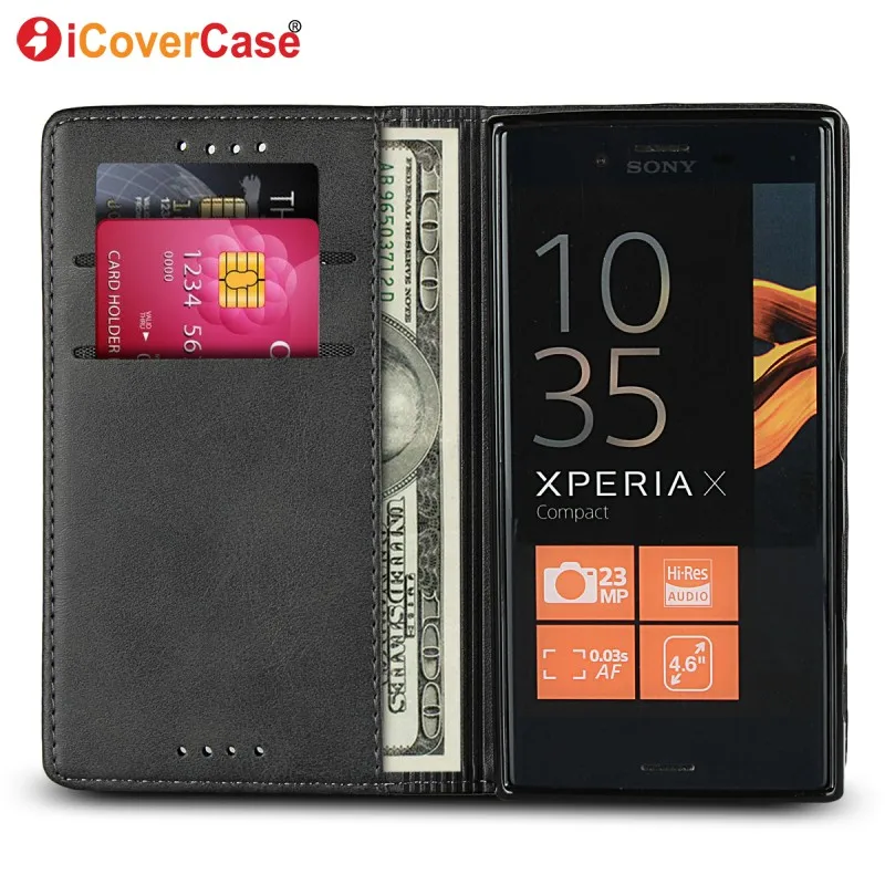 cases cover for sony xperia x compact magnetic flip leather wallet phone cases accessory for sony x compact coque funda hoesjes free global shipping