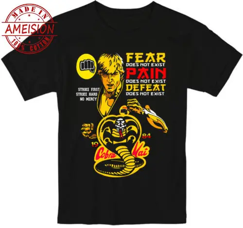 Новая летняя Горячая Распродажа Мужская мода 2019 футболка Homme Cobra Kai movie мальчик