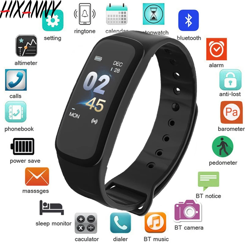 C1Plus Smart Bracelet Color Screen Blood Pressure Fitness Tracker Heart Rate Monitor Band Sport for Android IOS Reloj |