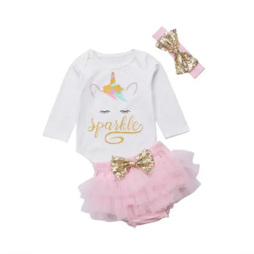 

3Pcs Newborn Baby Girls Clothing Cotton Tops Bodysuits Tops Long Sleeve Pants Outfits Clothes Sets 0-24M
