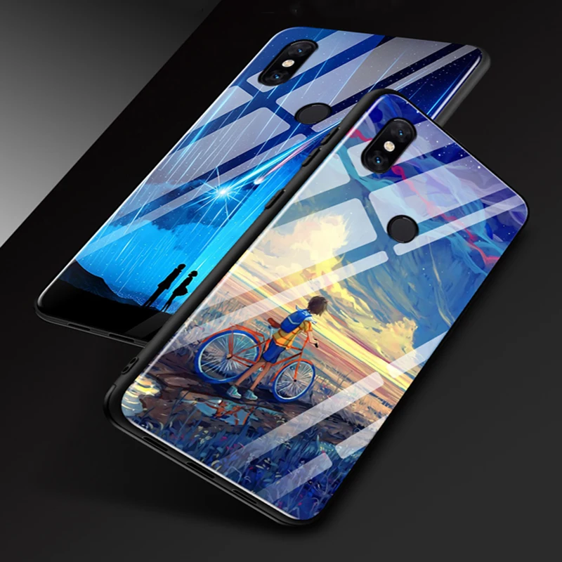 Чехол для Xiaomi mi 8 роскошный чехол из закаленного стекла + мягкая задняя крышка 6 21