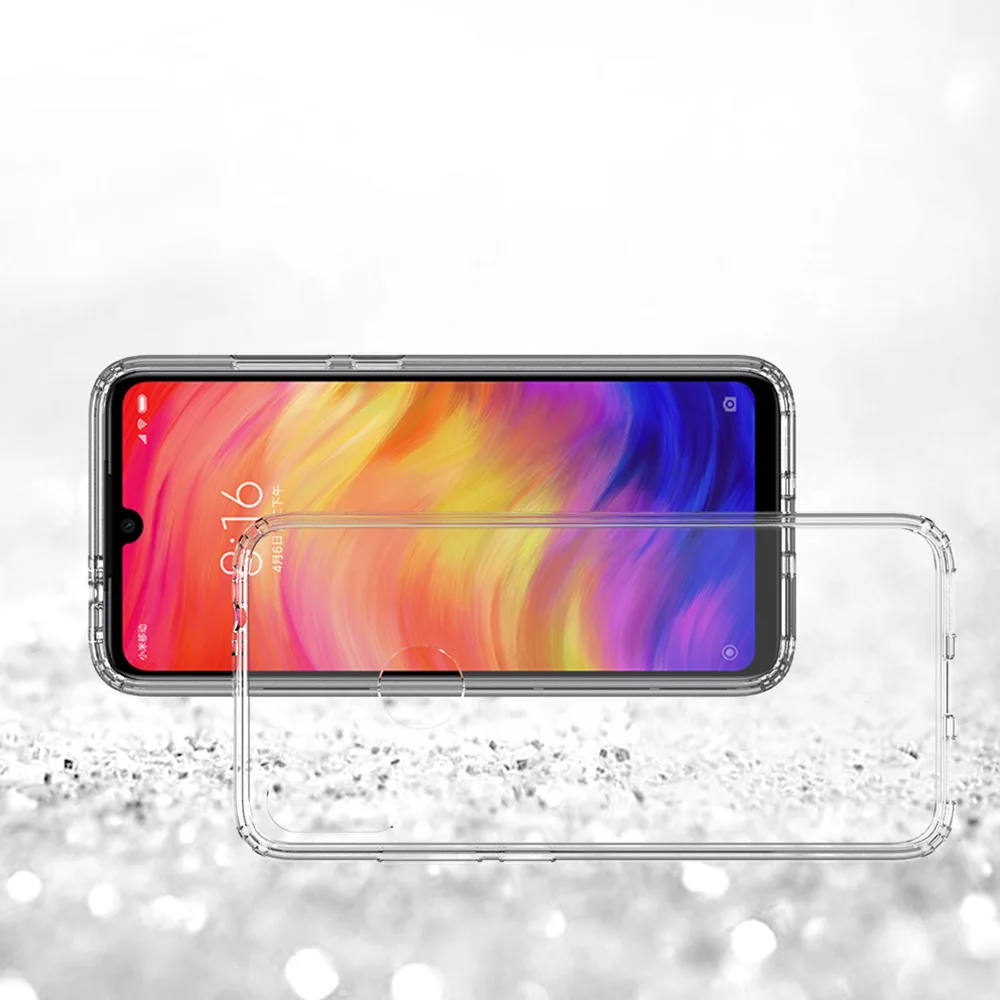 Чехол для Xiaomi Redmi Note 7 Pro 6 ударопрочный Прозрачный Жесткий Тонкий чехол задней