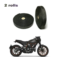 2 rolls 5m black exhaust pipe wrap heat protective fireproof cloth exhaust pipe heat wrap 10 pcs cable ties