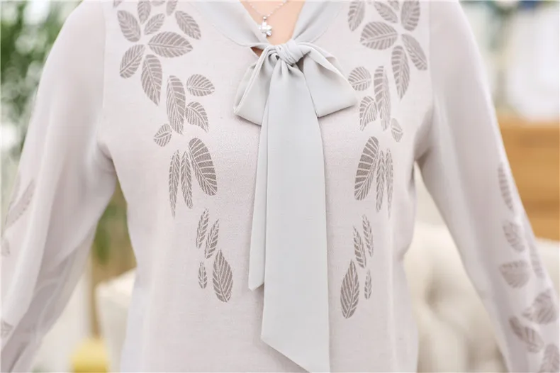 XJXKS Blusa Feminina, весенние и летние топы, верх размера d, трикотаж, подарок для матери, шифоновая блузка с рукавом размера плюс, женская блузка