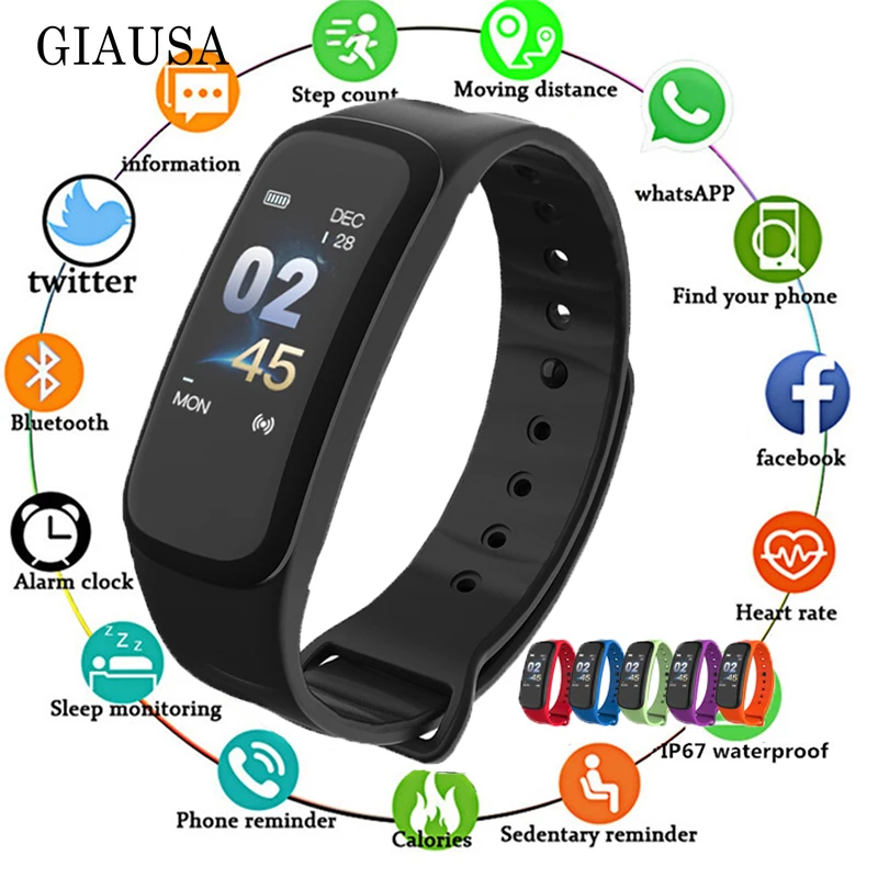 Лидер продаж смарт браслет C1Plus с цветным экраном фитнес трекер монитором