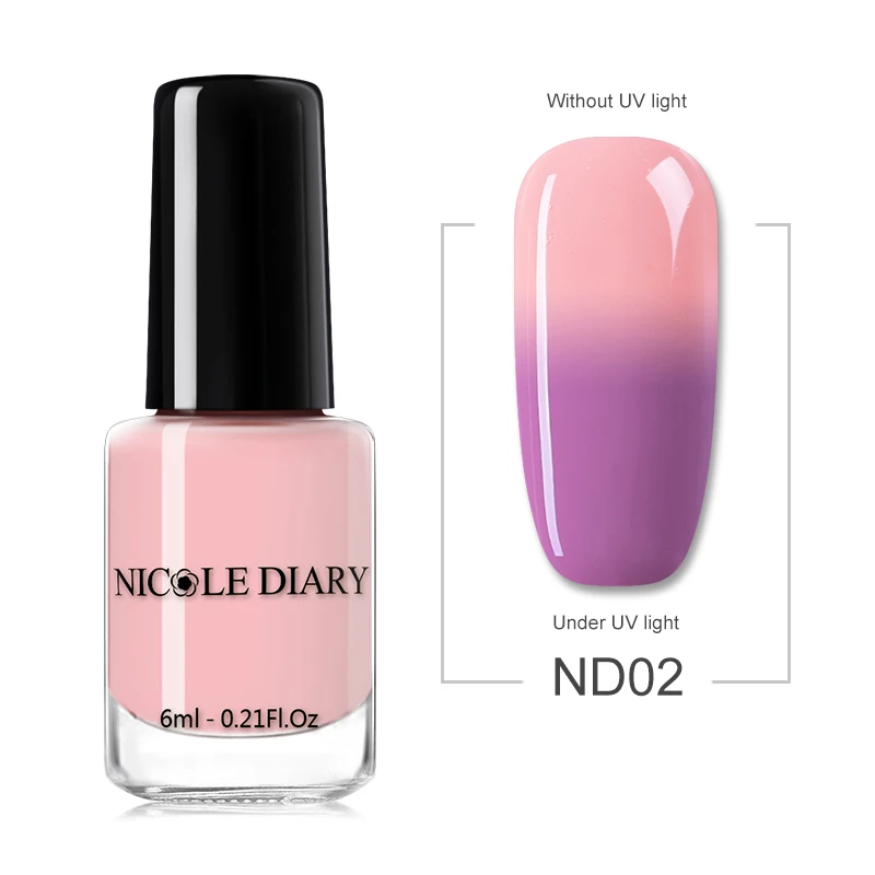 ND02 NICOLE DIARY 6 мл чувствительный к солнечному свету лак для ногтей отшелушивается меняющий цвет Лак цветной лак для ногтей лак маникюрные принадлежности - Цвет: ND02