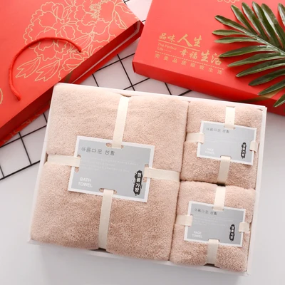 2 Wedding Bath Towel 3piece Gift Box Set Moon Red Birthday Group Buy Back Gift Companion Gift Pure Cotton Custom Wholesale B6T673 - Цвет: 2