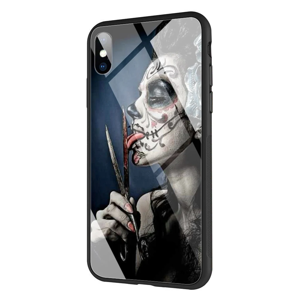 Lavaza мексиканский череп Девушка закаленное стекло ТПУ чехол для iPhone XS Max XR X 8 7 6 6S Plus