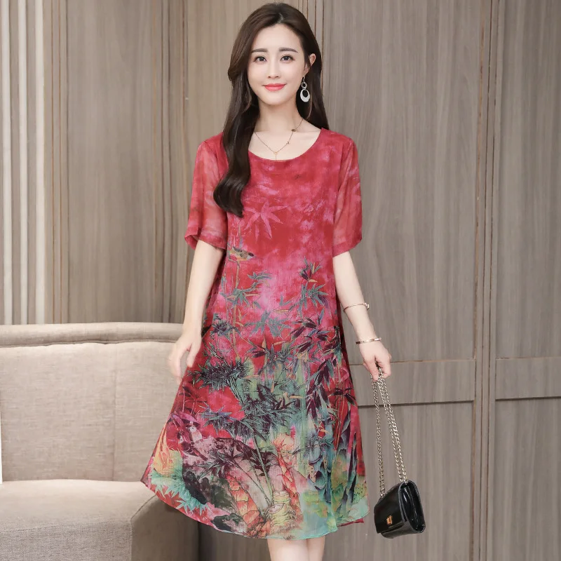 Мода 2019 новые женские Платья повседневные с цветочным принтом шифоновое летнее