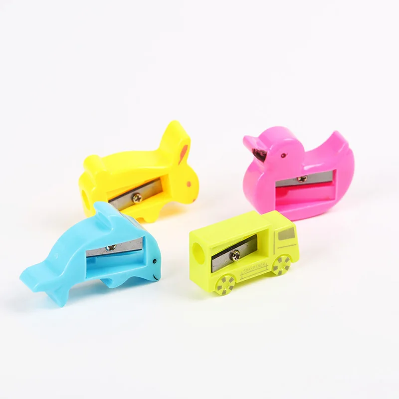 

12 шт креативное милое животное точилка для карандашей Канцтовары Мультяшные кошки и Дональдом Даком, тянущиеся детские пластиковые точилк...