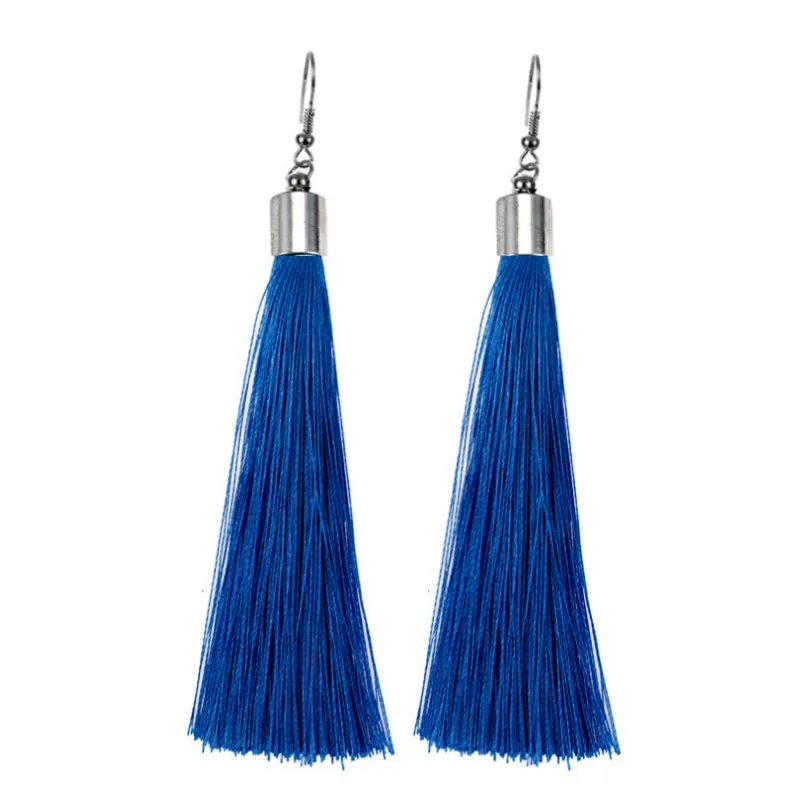 Богемный ручной работы кисточкой серьги для Для женщин Винтаж шелковая нить