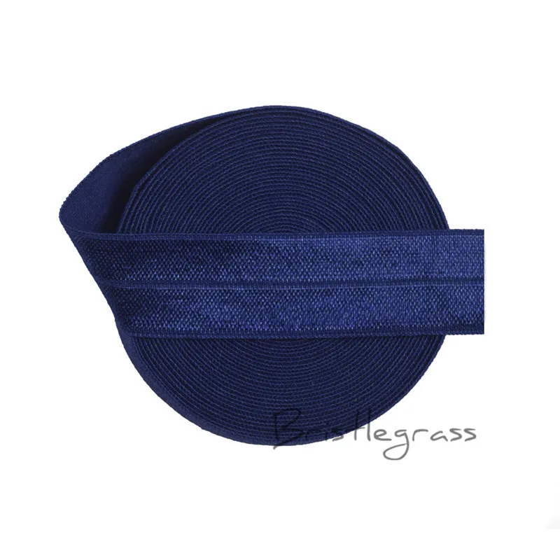Navy Щетина, 5 ярдов, 3/4 дюйма, 20 мм, однотонное, с оборками, эластичная, спандекс, сатиновая лента, детское платье с повязкой, пачка, кружевная отделка, сделай сам, шитье - Цвет: Navy
