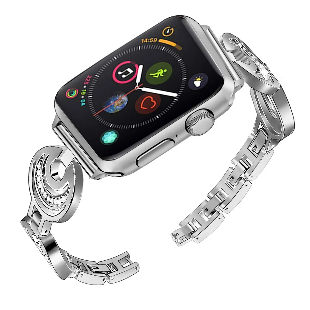 

Crystal Diamond Watchband for iWatch Apple Watch Series 4 3 2 1 44/42/40/38mm Female Band Metal Steel Strap Lady Wrist Bracelet