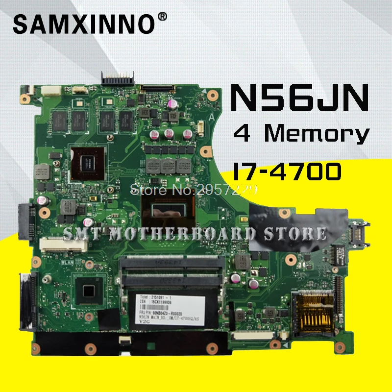 Материнская плата для ноутбука For Asus N56JN G56J G56JR 4 Memory I7 4700 REV2.0 с графической картой