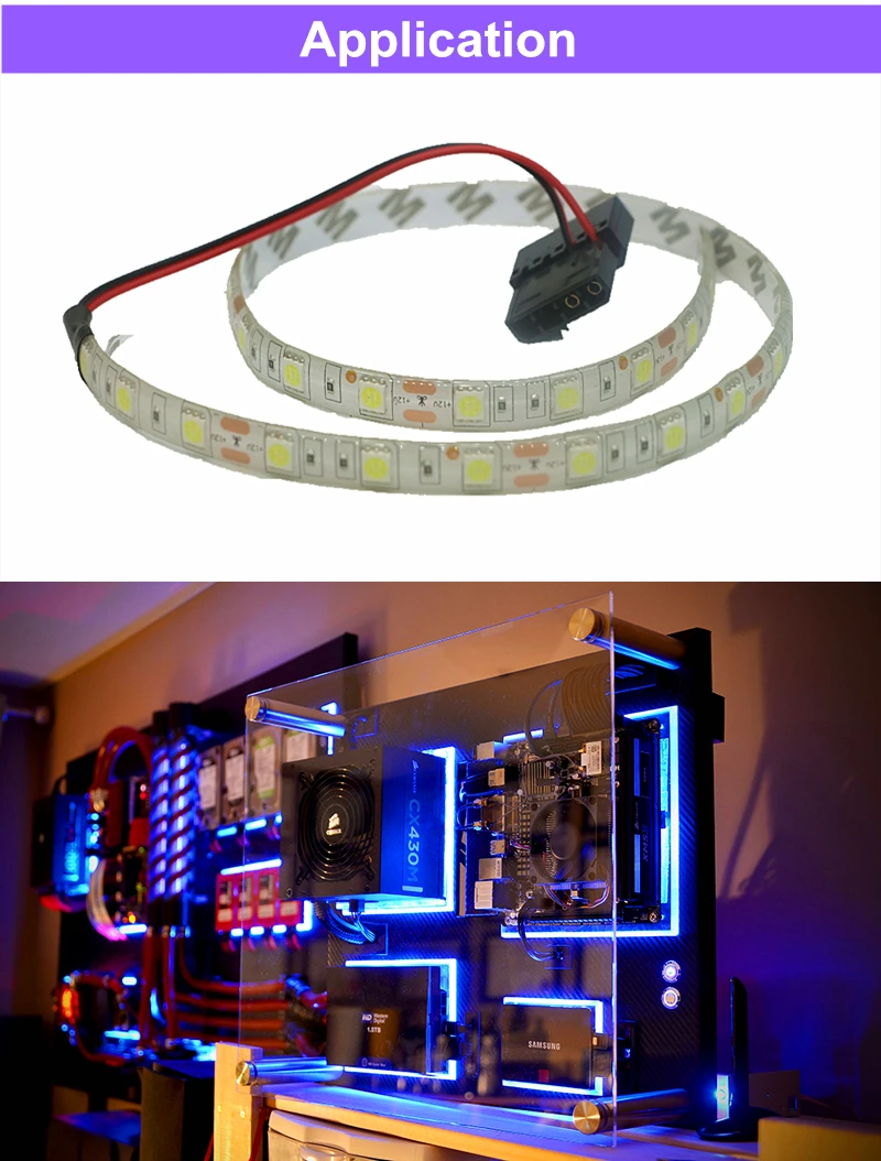 Компьютерный ПК корпус LED подключения провода 2P 4Pin Male Female припой 15 см красно
