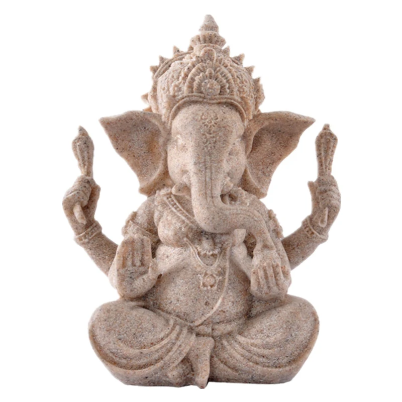 

home decoration Nature Sandstone Indian Ganesha Figurine Religious Hindu Elephant God Statues Fengshui Elephant-Headed Buddha