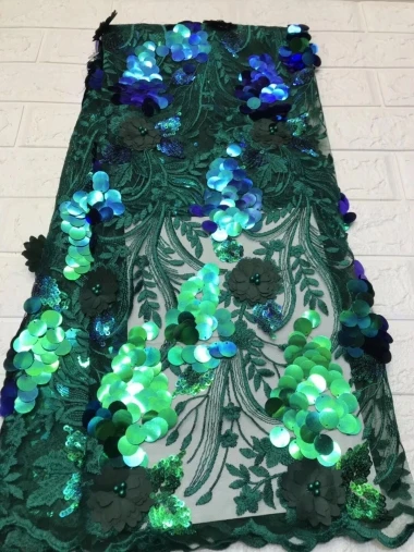 Green African Lace Fabric 2019 Fashion French With Sequins Nigerian Bridal High Quality For Women CZH116 | Дом и сад