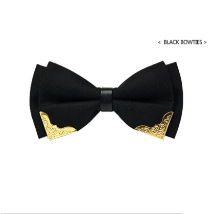 

Stylish Design Boutique Metal Frame Bow Ties Fashion Gentleman Black Print Butterfly Men Wdding Bowties For Party Free Boxes