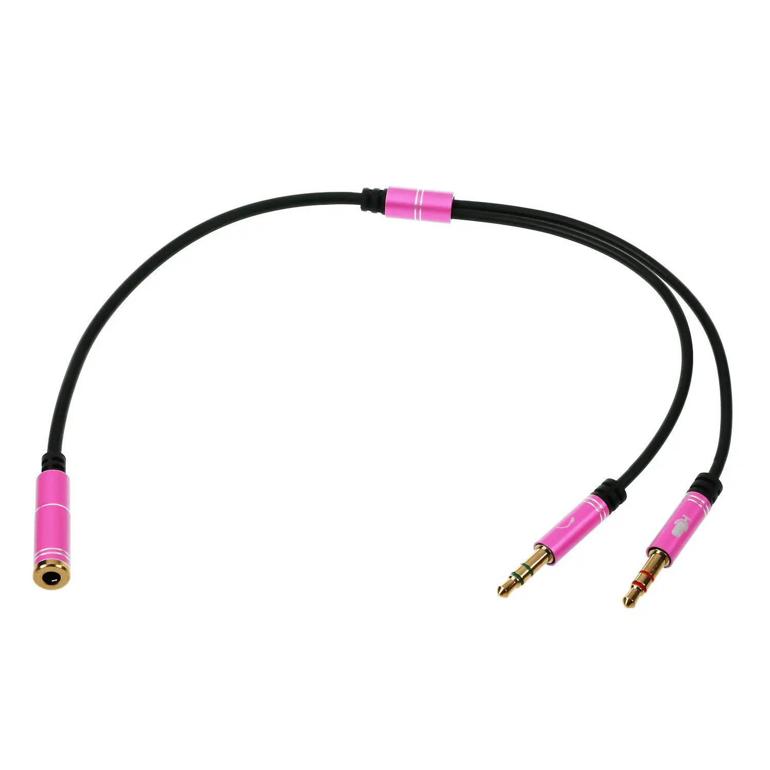 HOT 3.5mm Аудио Микрофон Y сплиттер кабель адаптер для наушников розовый красный|y